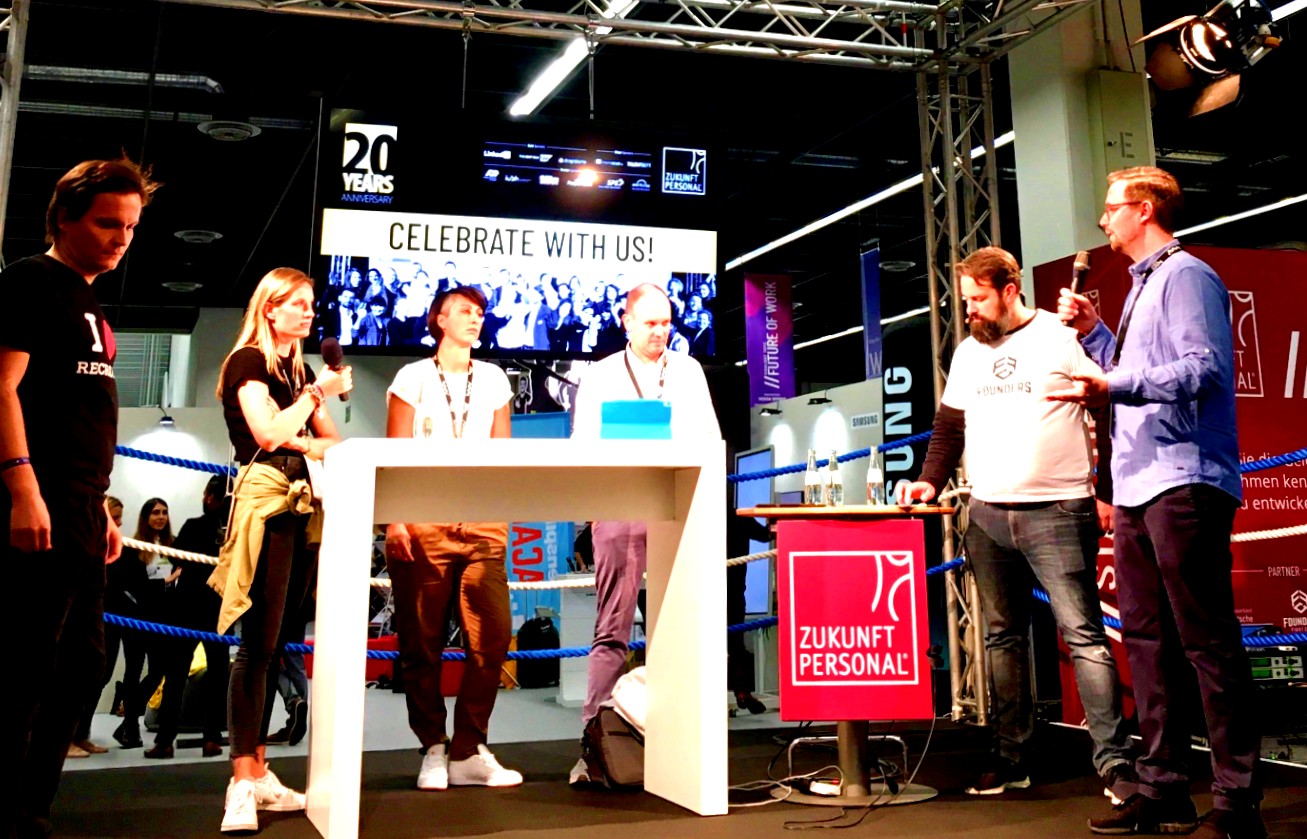 Jobufo-Gründer Thomas Paucker beim Founder's Fight  auf der Zukunft Personal Europe 2019